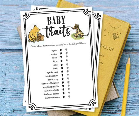 Classic Winnie The Pooh Baby Shower Game Baby Traits Or Features