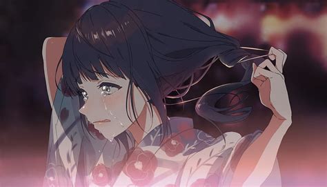 Anime Girl Crying Kimono Ponytail Tears Sadness Anime Hd Wallpaper Peakpx