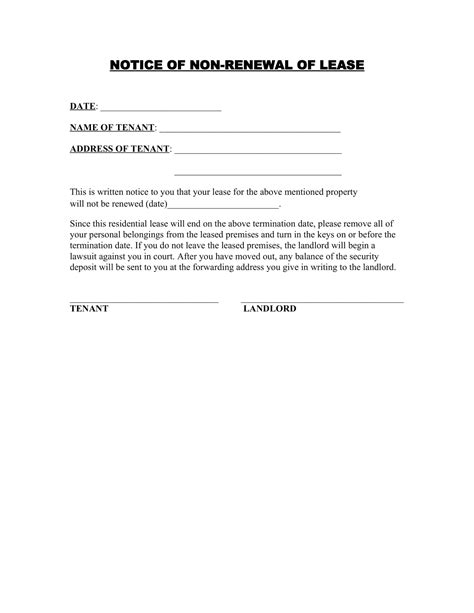 Free Printable Not Renewing Lease Letter Templates Pdf Word Tenant