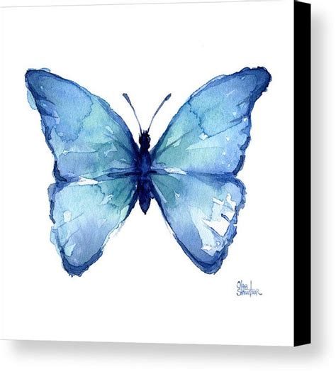 Blue Butterfly Watercolor Canvas Print Canvas Art By Olga Shvartsur