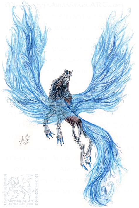 Winged Blue Fire Wolf