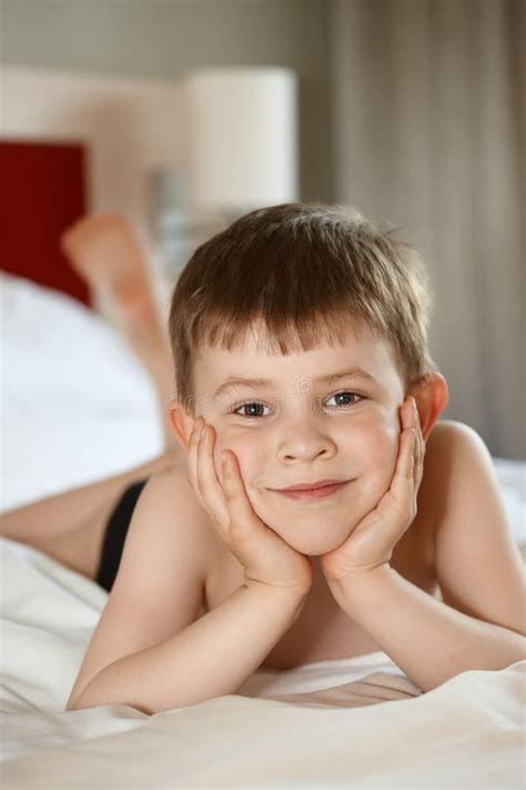 Little Boy Laying On Bed Stock Image Image Of Indoors 20170211
