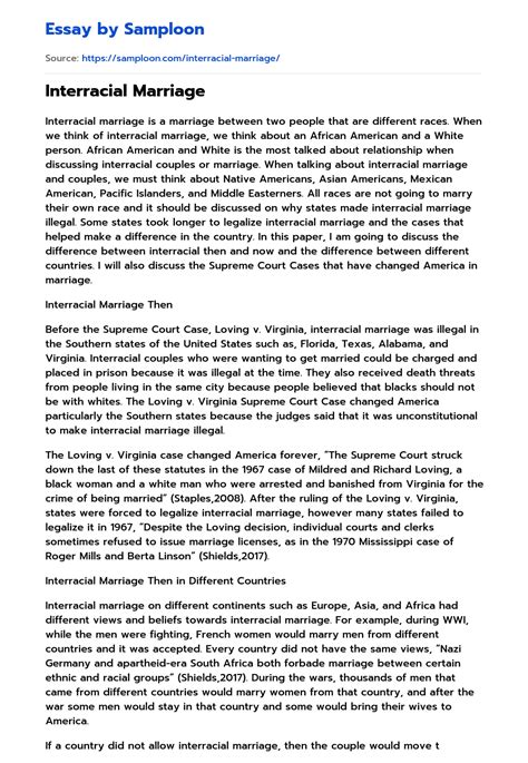 ≫ Interracial Marriage Free Essay Sample On