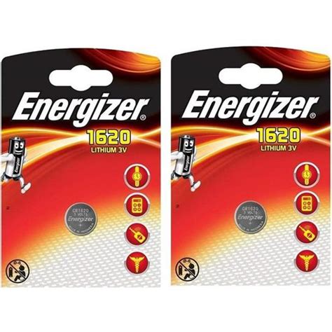 Energizer Cr1620 Dl1620 Lot De 2 Piles Boutons Au Lithium Pour Clés De