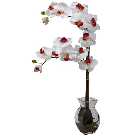 Silk Flowers -White Phalaenopsis Orchid With Vase Artificial Plant | Phalaenopsis orchid, Orchid ...