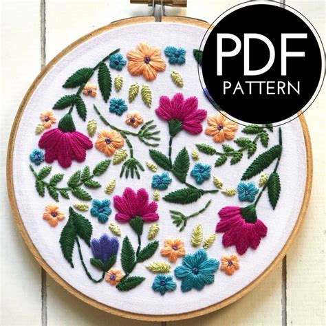 Basic Hand Embroidery Stitches Modern Embroidery Kit Floral