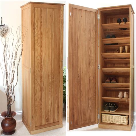 Conran Solid Oak Furniture Shoe Cupboard Cabinet Tall Hallway Storage