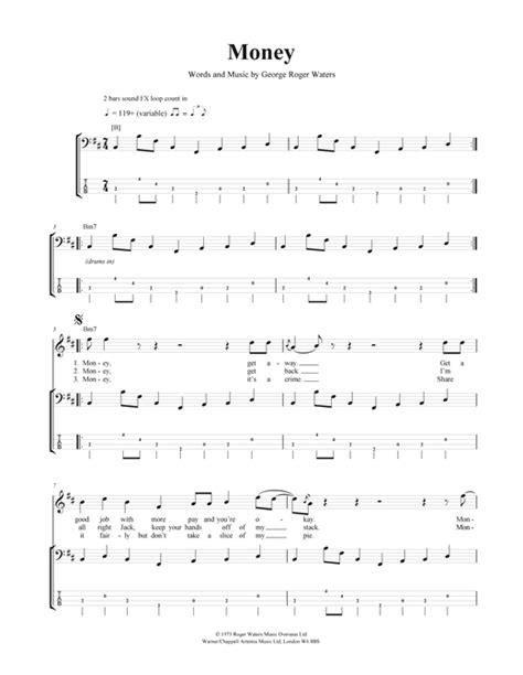 Written by roger waters, it opened side two of the original album. Money Bass Guitar Tab by Pink Floyd (Bass Guitar Tab - 39926)