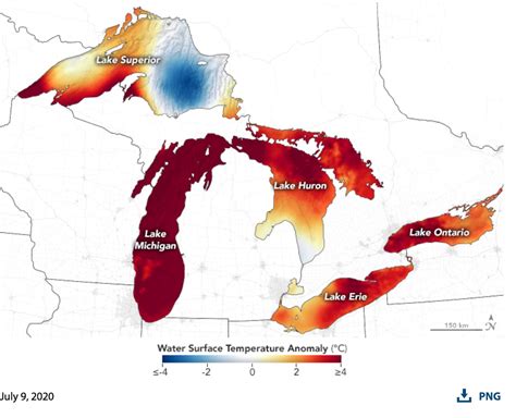 Vivid Heat Map Shows How Warm Great Lakes Have Been In July