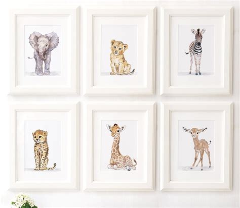 Safari Nursery Print Set Of 6 Safari Animals African Baby