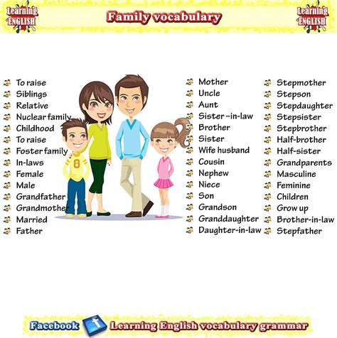 Plurale Di Family In Inglese - Family tree English vocabulary lesson | Learn english, English