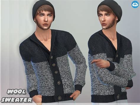 Men Wool Sweater For The Sims 4 Sims 4 Clothing Sweaters Sims 4