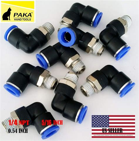 10 Pack Push To Connect Air Fittings 90 Degree Pneumatic Tube Fitting