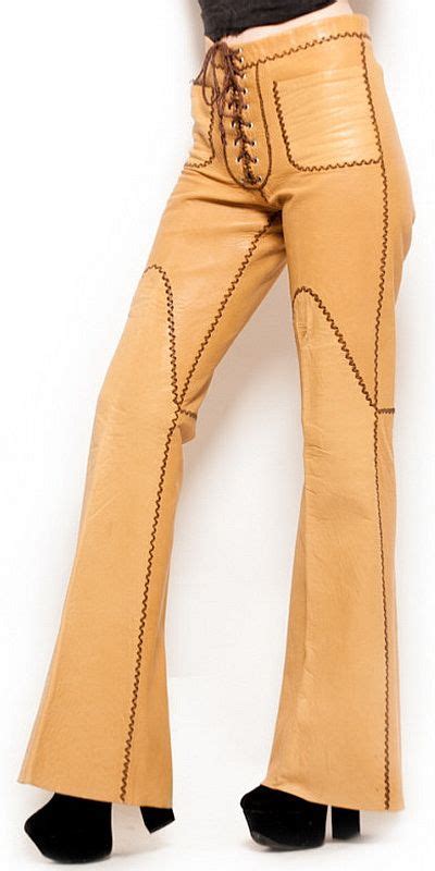 Sixties Tan Bell Bottom Leather Pants By North Beach Leather 60s 70s