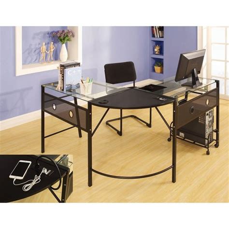 Acme Furniture Brielle Contemporary Clear L Shaped Desk In The Desks