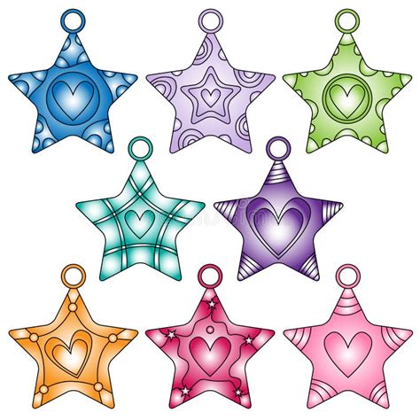 Colorful Star Collection With Hearts Stock Illustration Illustration