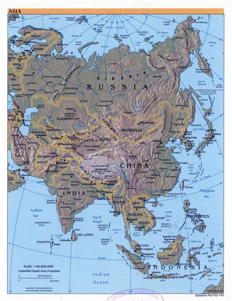 Detailed Political Map Of Asia With Relief Major Cities And Capitals