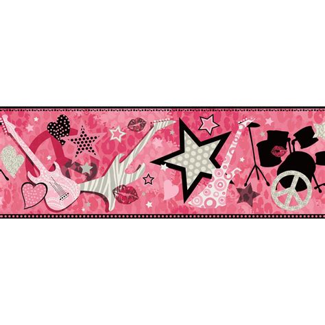 Chesapeake Blondie Pink Rock Star Toss Wallpaper Border Sample