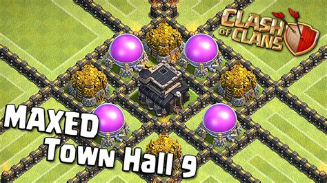 Clash Of Clans Maxed Out Town Hall 9 All Level 10 Walls YouTube