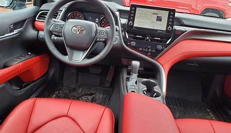 2021 toyota camry xse black with red interior