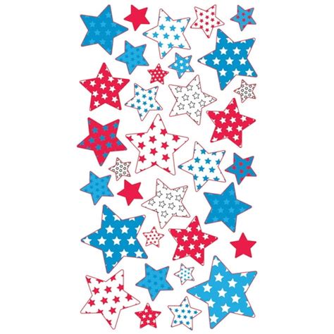 Sticko Stickers Metallic Red White And Blue Stars