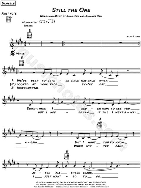 We did not find results for: Orleans "Still the One" Sheet Music (Leadsheet) in E Major ...