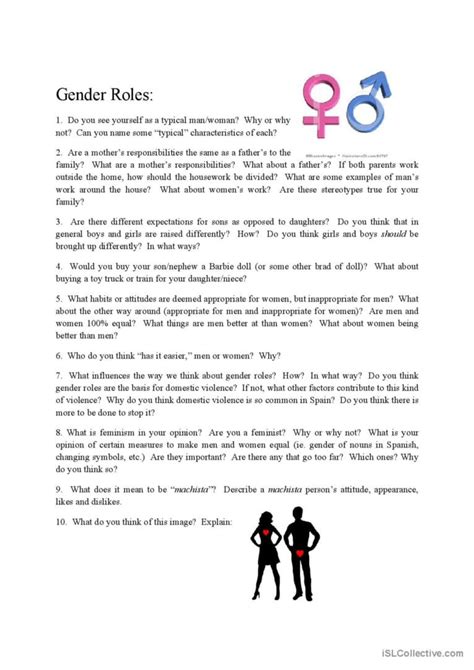 Gender Roles Conversation English Esl Worksheets Pdf And Doc
