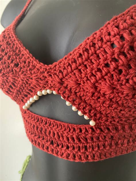 Peek A Boo Crochet Bralette Bikini Top Etsy