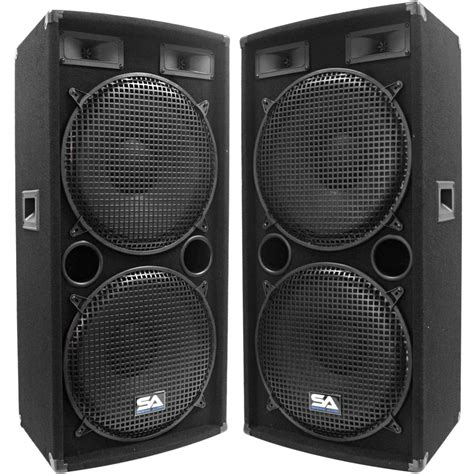 Seismic Audio Pair Dual 15 Pa Dj Black Speakers 1000 Watts Studio Ebay