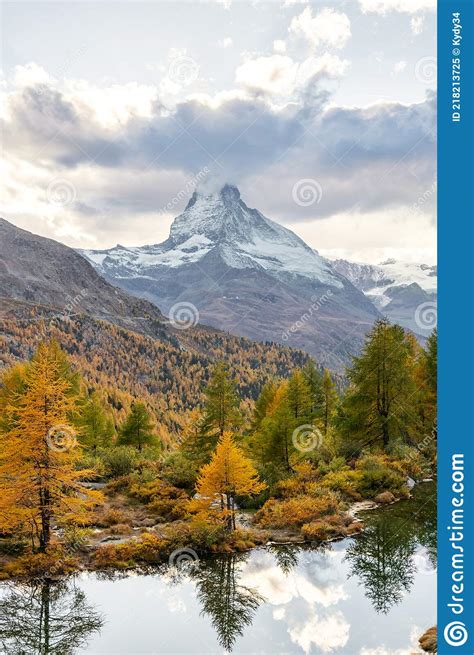 Awesome View Of Matterhorn Spire Location Place Grindjisee Lake