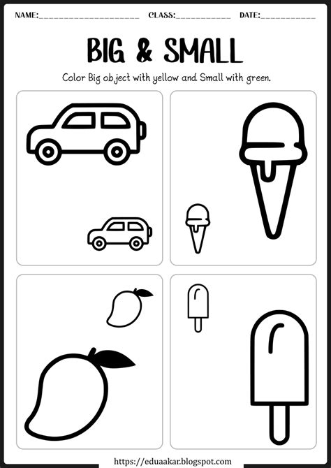 Big And Small Worksheet For Kids Pre Math Concepts