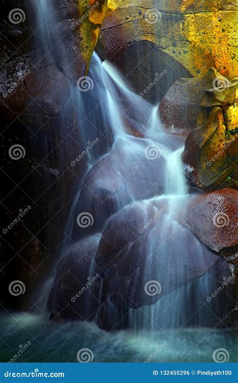 Beautiful Waterfalls In A Cave Stock Photo Image Of Water Sunlight