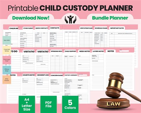 Printable Single Parent Child Custody Planner Co Parenting Digital