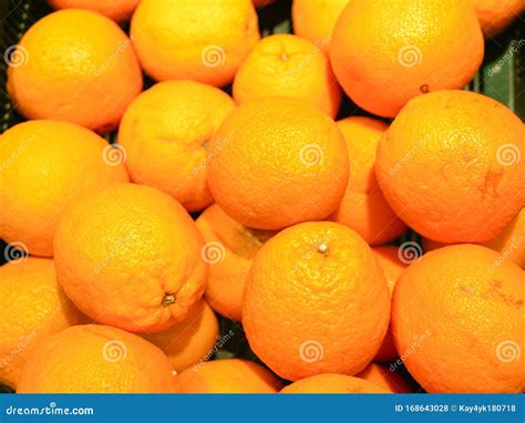 Ripe Oranges On The Counter Collection Of An Orange In A Shop Window