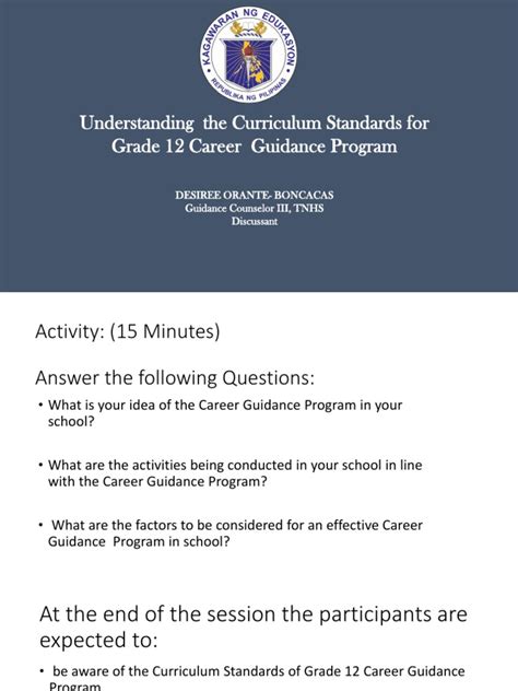 Understanding The Curriculum Standards For Grade 12 Career Guidance