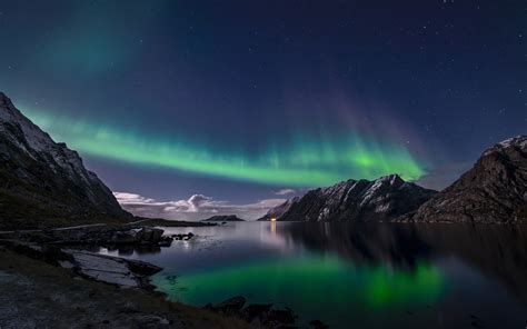 Fondos De Pantalla Noruega Las Islas Lofoten Luces Del Norte Noche