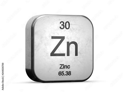 Zinc Element From The Periodic Table Series Metallic Icon Set 3d Rendered On White Background