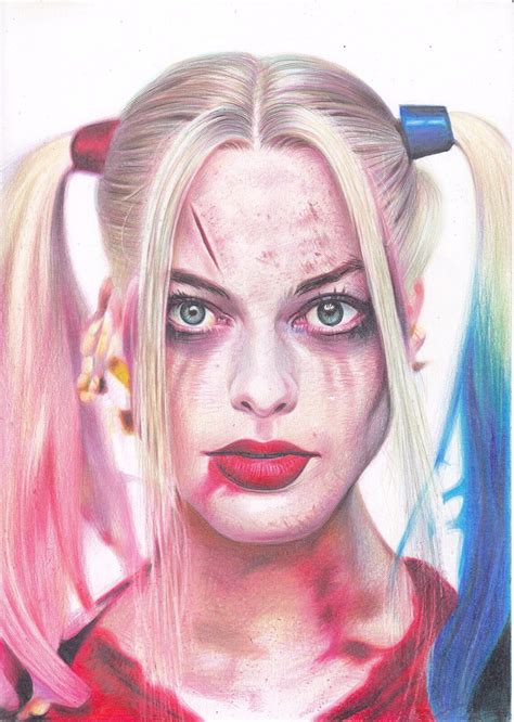 Harley Quinn Suicide Squad Art Pencil Drawing A4 Ebay