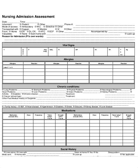 Free 10 Nursing Assessment Form Samples In Ms Word Pdf