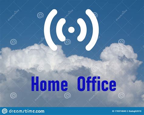 Home Office Concept White Wifi Symbol On Blue Sky Stock Illustration