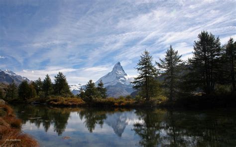 Mountain Lake Matterhorn Switzerland Alps Landscape Wallpapers Hd