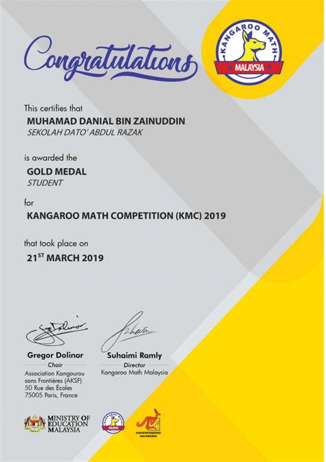 An evaluation of the effects of the victorian. kmc - competition - award - Kangaroo Math Malaysia