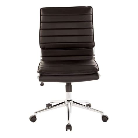 Office Star Products Armless Mid Back Managers Black Faux Leather