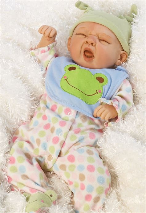 Paradise Galleries Realistic Reborn Baby Boy Doll Sleepy Frog 20 Inch