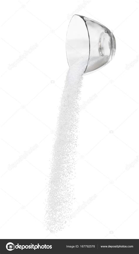 Pouring White Sugar Isolated White Background Stock Photo By