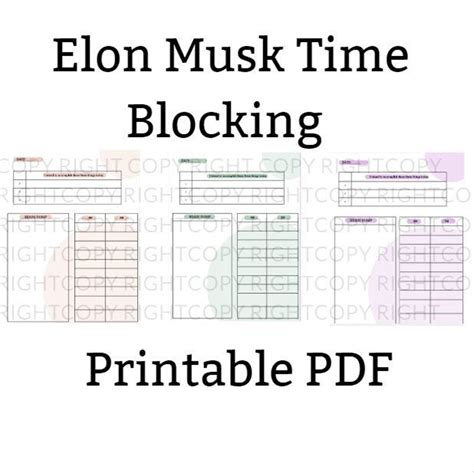 Elon Musk Time Blockingprintable Pdf Instant Download Etsy