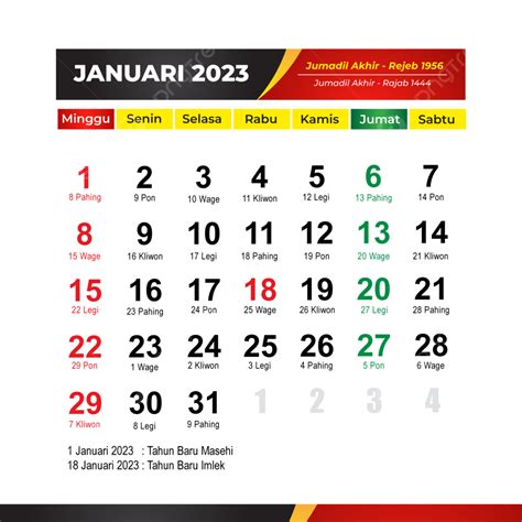 Kalender Januari 2023 Kalender 2023 Kalender Januari Png Dan Vektor