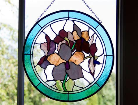 Stained Glass Tiffany Orchid Composition Stained Glass Window Etsy