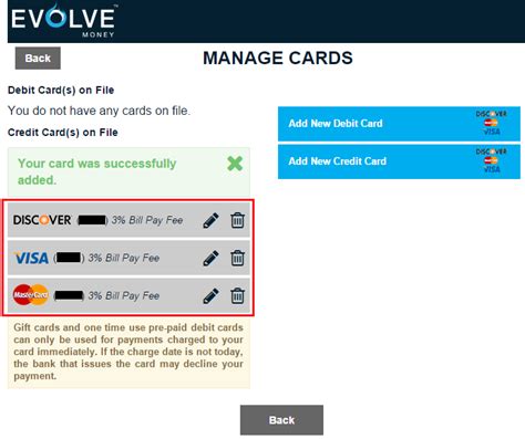 Check spelling or type a new query. Evolve Money Update: Pay All Bills with Visa, MasterCard, and Discover Credit Cards (3% Fee Applies)