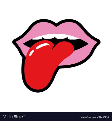 Mouth With Tongue Out Pop Art Style Icon Vector Image